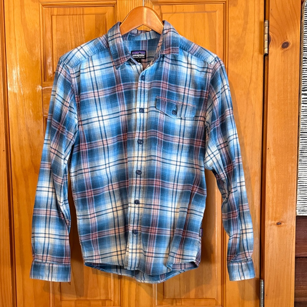 Men's Patagonia Blue Organic Cotton Fjord Flannel Shirt